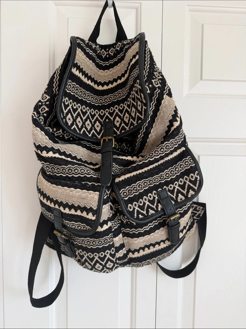 Mossimo Supply Co. Black & Cream Woven Backpack